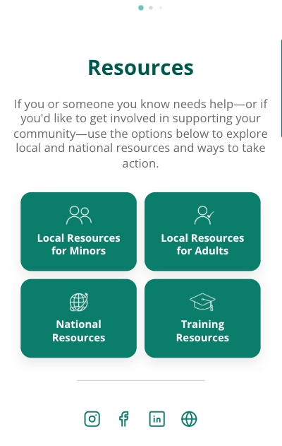 Resources: indicators, conversation guidance, and response instructions